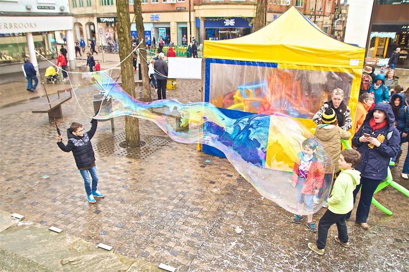 Child with a very large bubble