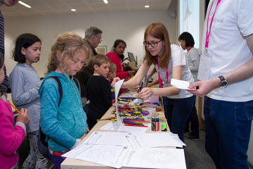 A busy room of craft activities